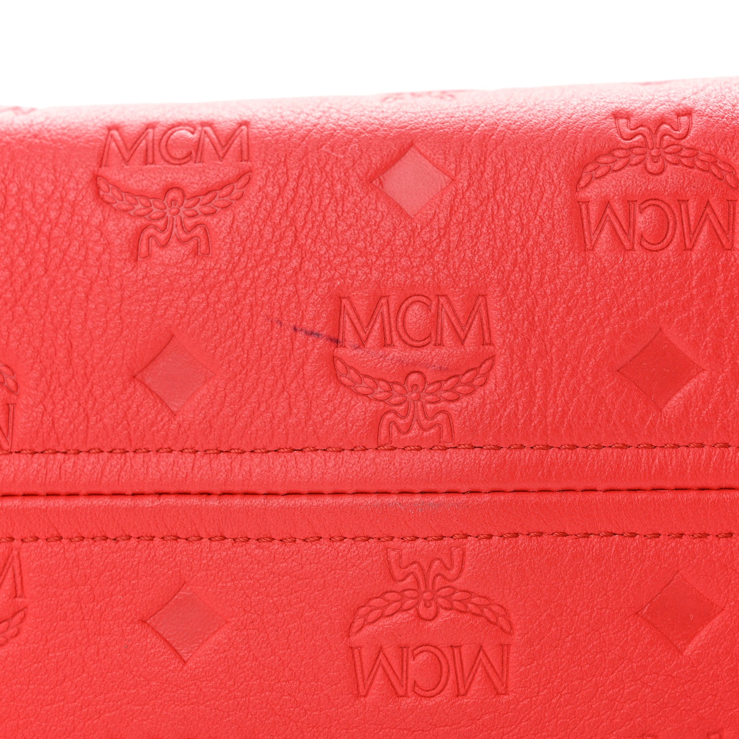 MCM Calfskin Ottomar Monogram Medium Klara Hobo Red 10 of 11