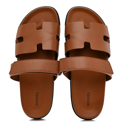 Hermes Calfskin Mens Chypre Sandals 44 Marron Dore 2 of 10