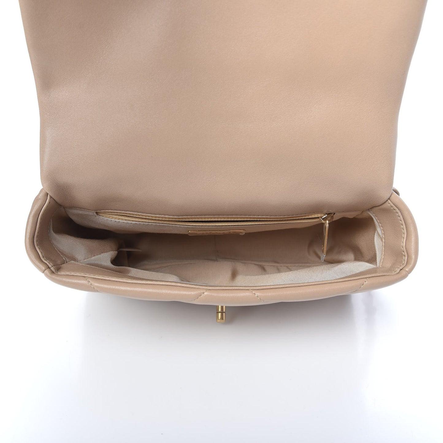 Lambskin Quilted Medium Chanel 19 Flap Dark Beige