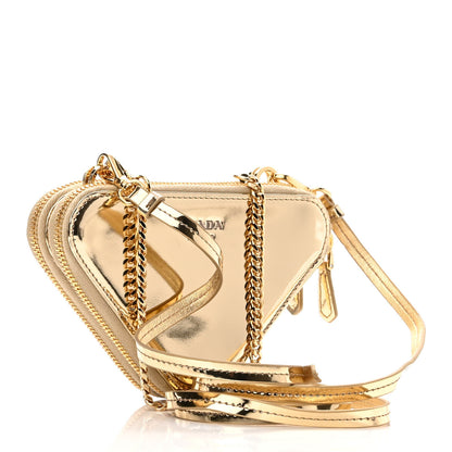 Prada Satin Crystal Mini Triangle Crossbody Pouch Platino 3 of 11