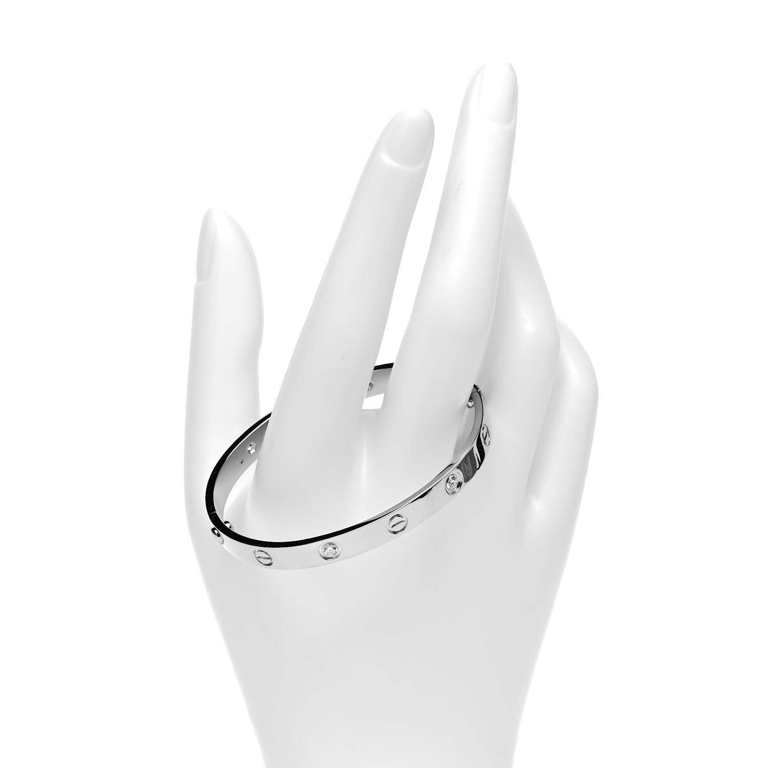 Cartier 18K White Gold 4 Diamond LOVE Bracelet 17 2 of 6