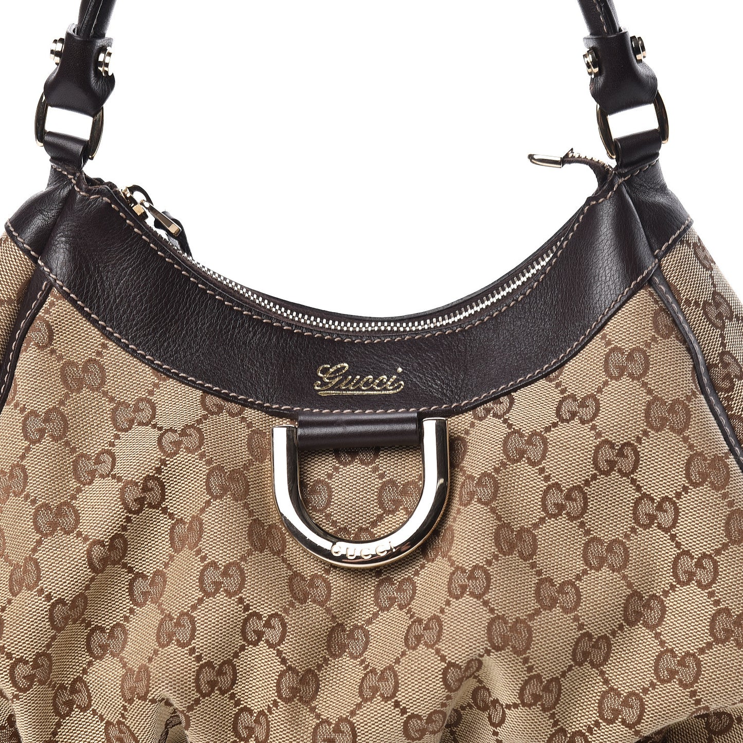 Monogram D Ring Gold Hobo Dark Brown