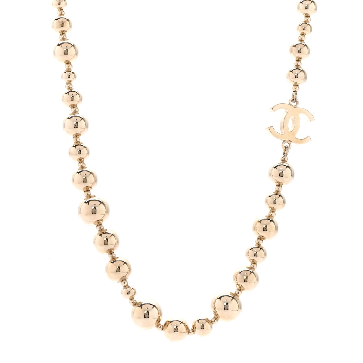 Metal Bead CC Necklace Gold