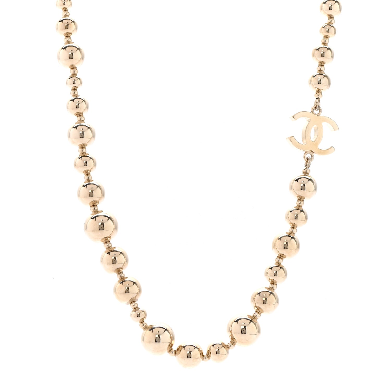 Chanel Metal Bead CC Necklace Gold 1 of 6