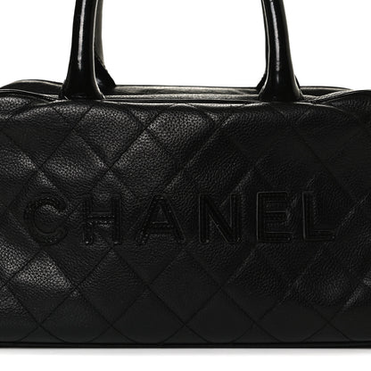 Chanel Caviar Patent Quilted Large Bowler Black 8 of 14