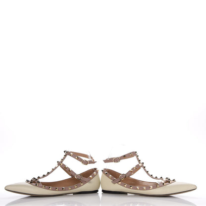 Valentino Garavani Calfskin Rockstud Cage Ballerina Flats 40 Light Ivory Poudre 5 of 15