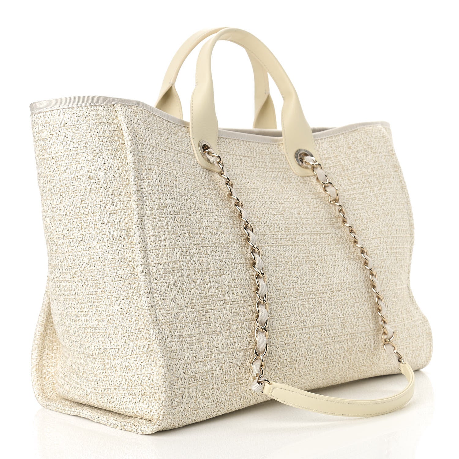 Chanel Lurex Boucle Medium Deauville Tote White 3 of 11