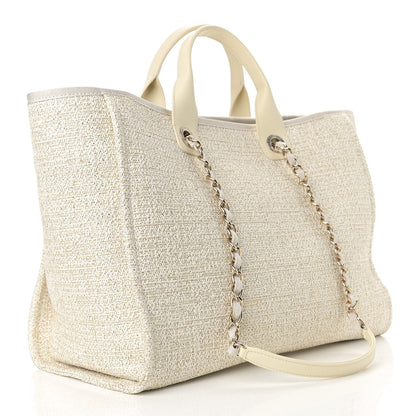 Chanel Lurex Boucle Medium Deauville Tote White 3 of 11