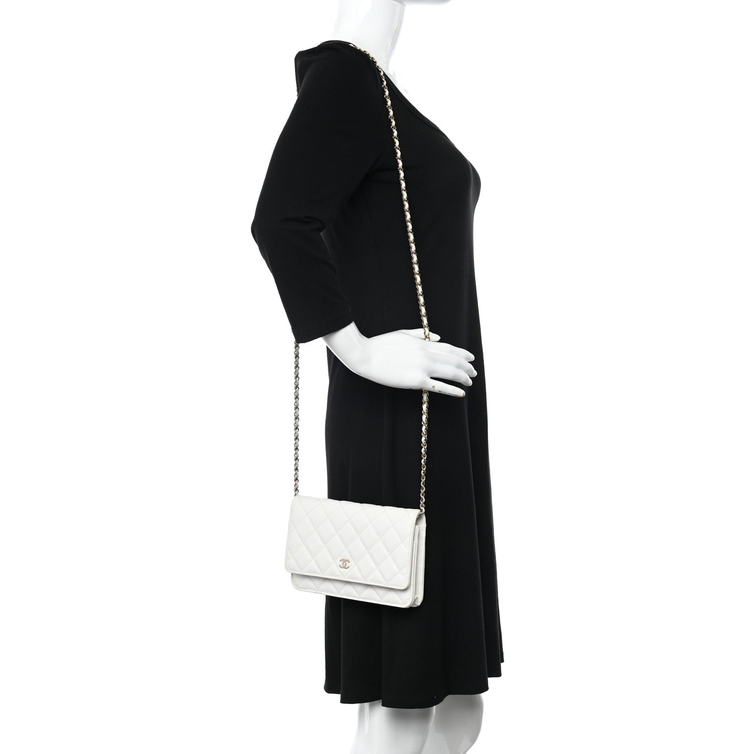 Chanel Caviar Quilted Wallet On Chain WOC White 2 of 12
