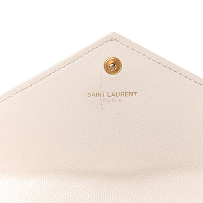 Saint Laurent Grain De Poudre Matelasse Large Monogram Flap Wallet Porcellana 6 of 11