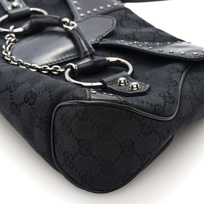 Gucci Monogram Horsebit Chain Studded Flap Shoulder Bag Black 10 of 10