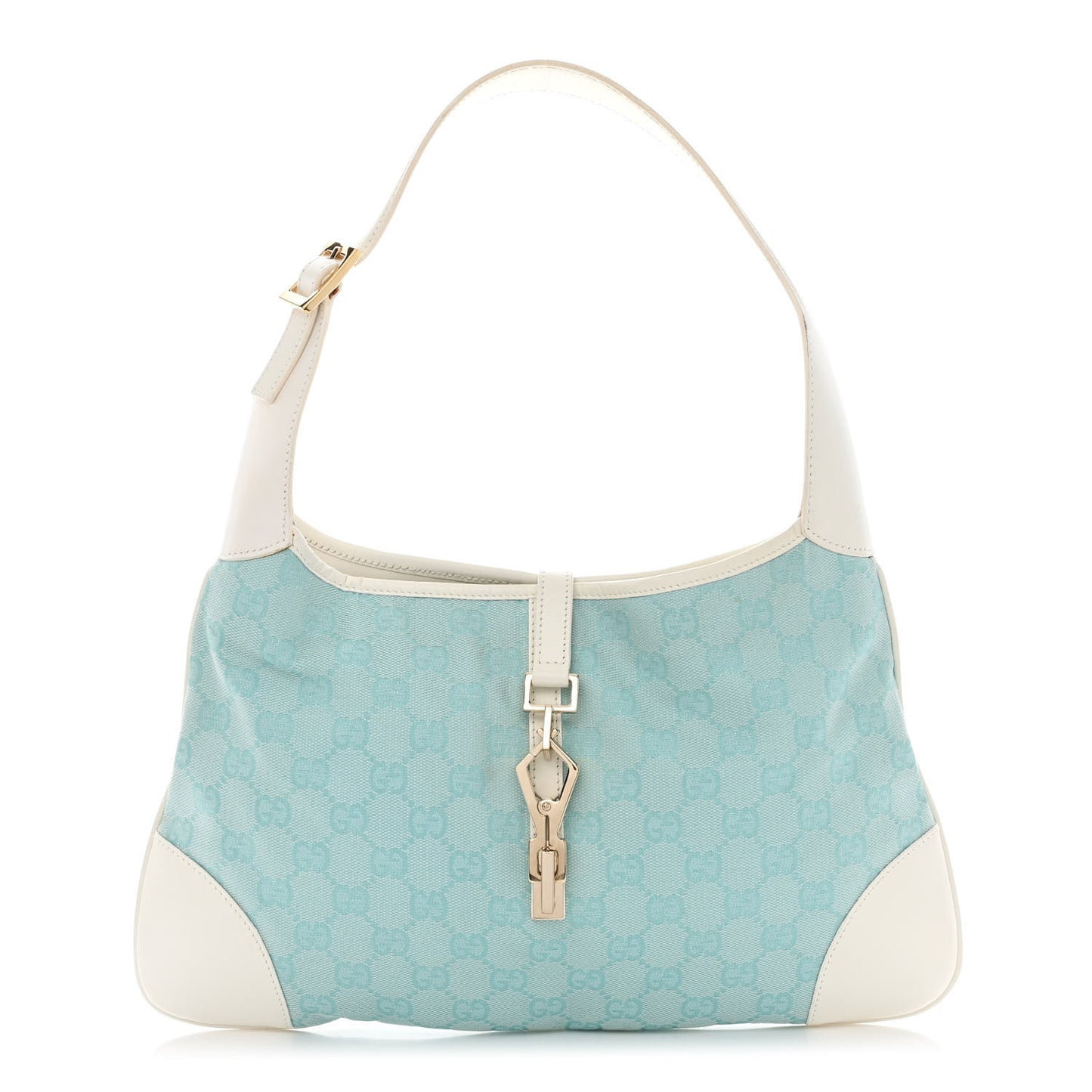 Monogram Lobster Clasp Jackie O Hobo Blue White