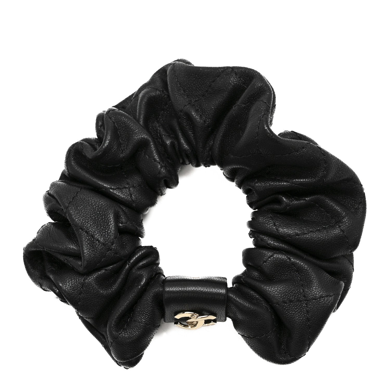 Chanel Lambskin Quilted CC Hair Scrunchie Black 1 of 4