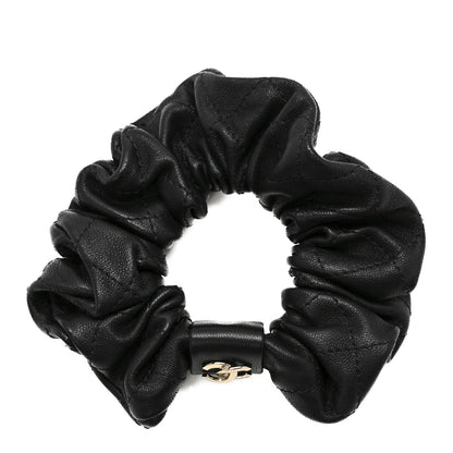 Chanel Lambskin Quilted CC Hair Scrunchie Black 1 of 4