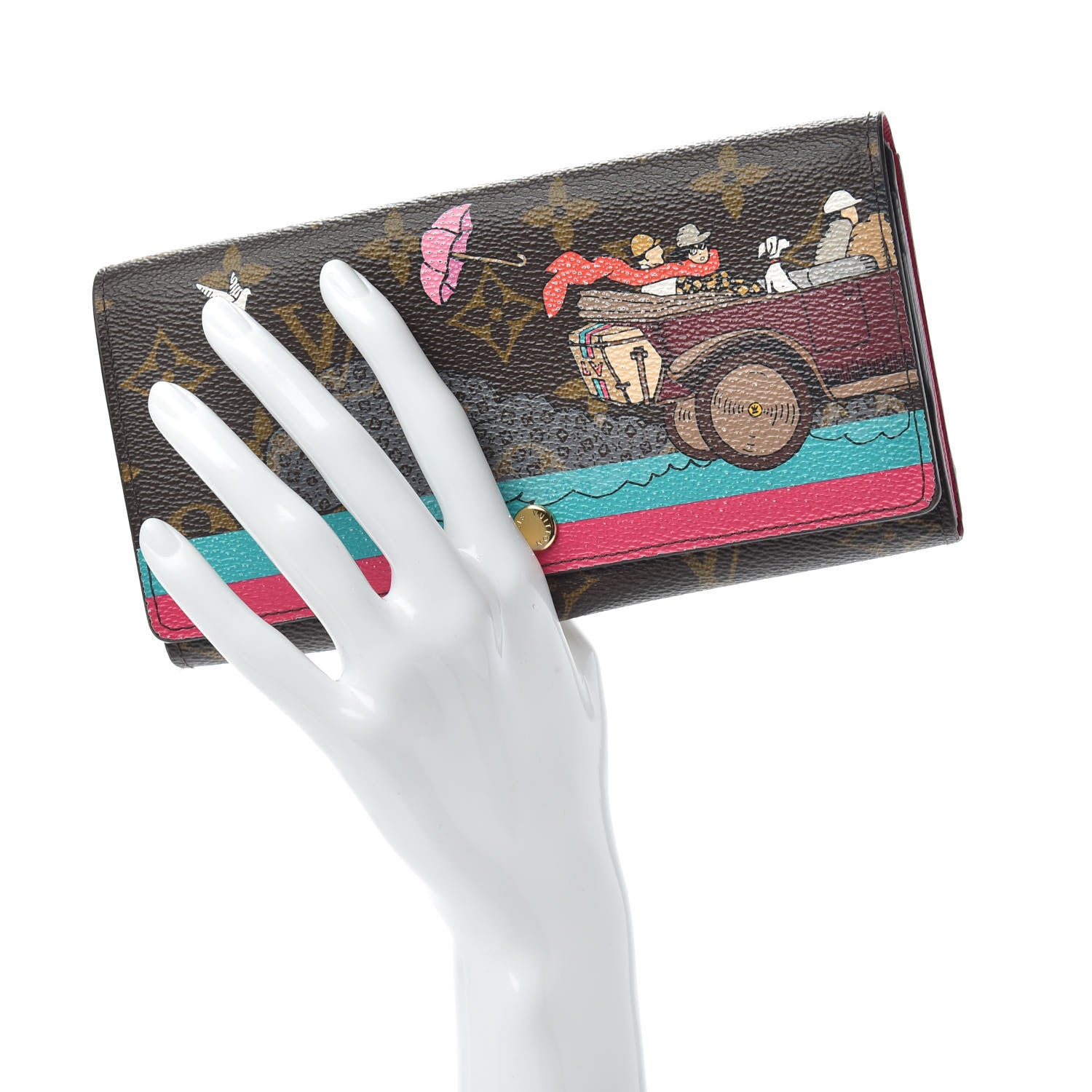 Louis Vuitton Monogram 2015 Christmas Animation Sarah Wallet Hibiscus 3 of 10