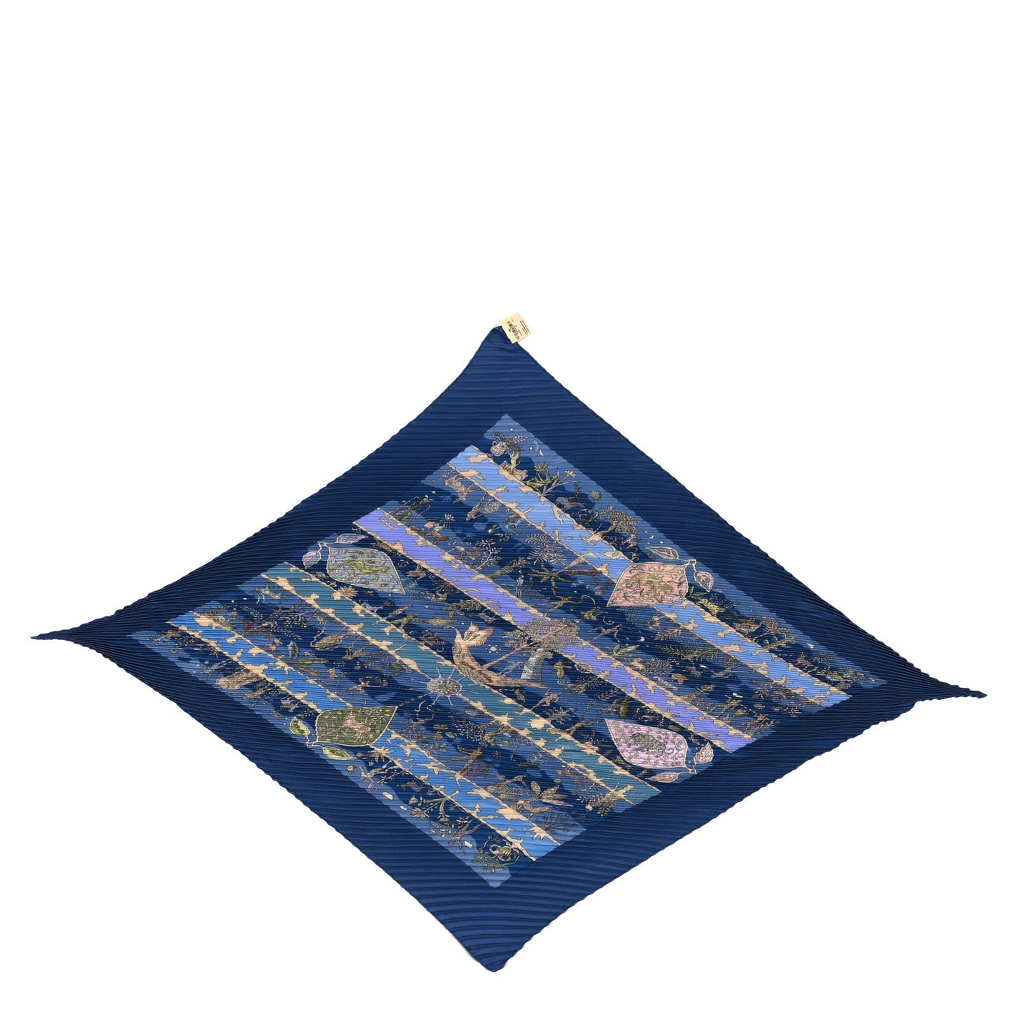 Silk Rives Fertiles Plisse Scarf 90 Bleu Multicolor