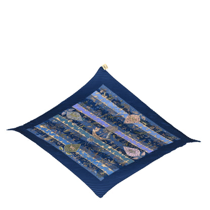 Hermes Silk Rives Fertiles Plisse Scarf 90 Bleu Multicolor 1 of 3