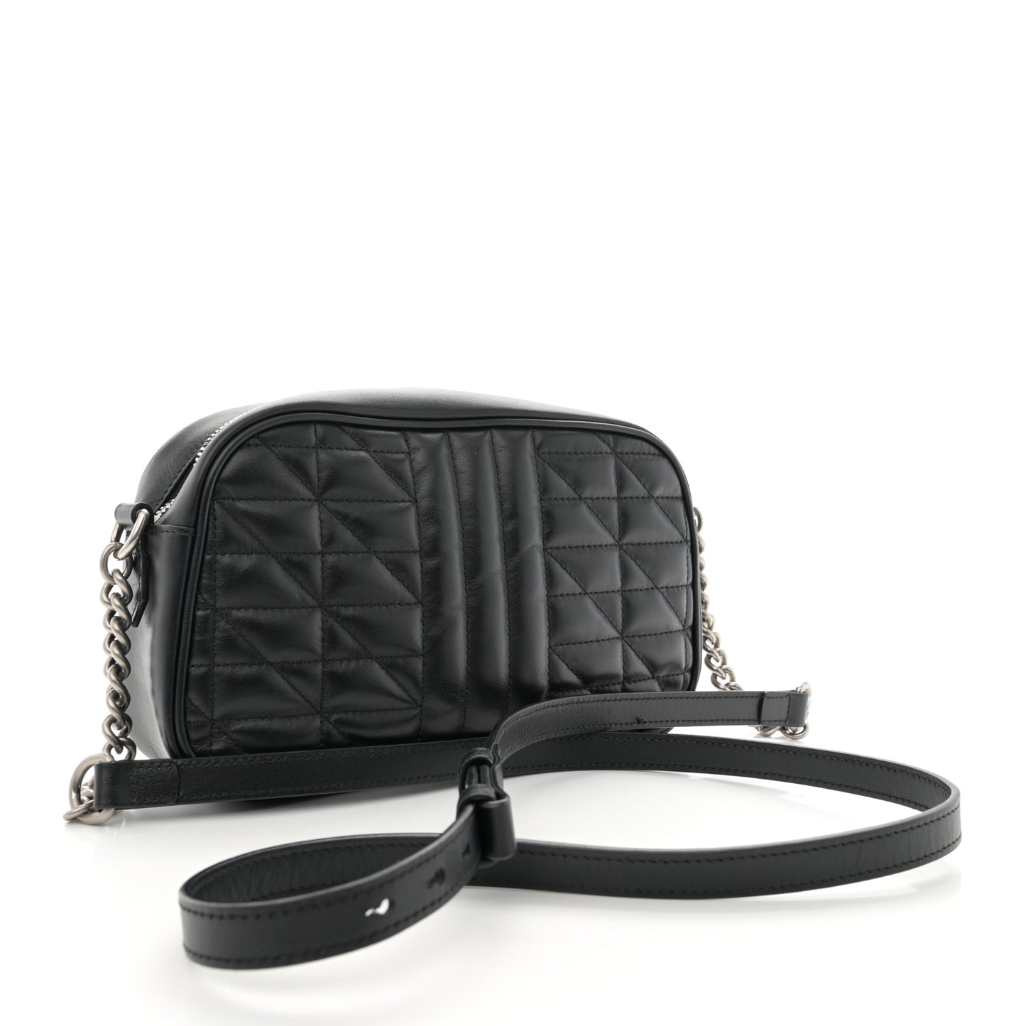 Calfskin Matelasse Aria Small GG Marmont Chain Shoulder Bag Black