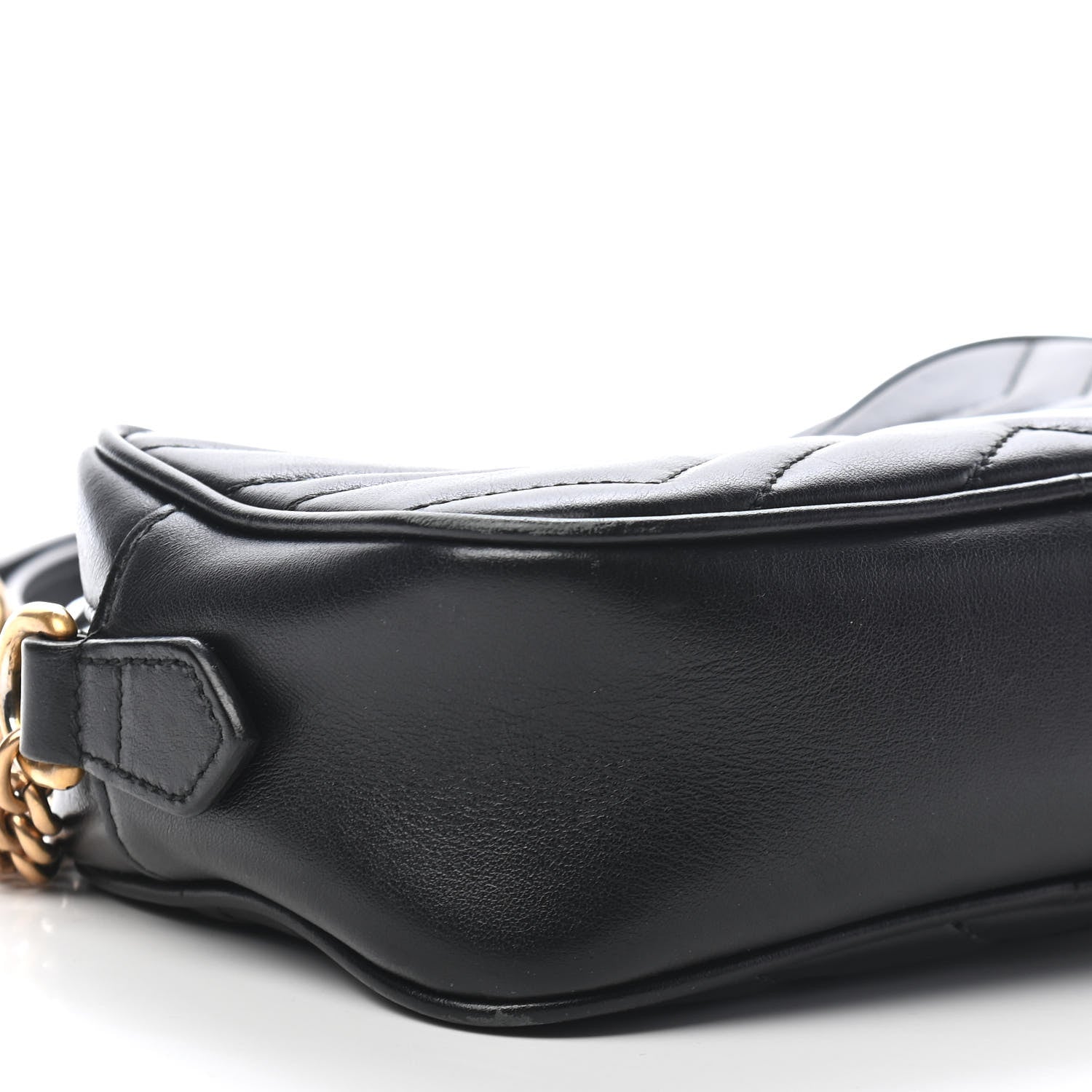 Gucci Calfskin Matelasse Mini GG Marmont Chain Shoulder Bag Black 9 of 10