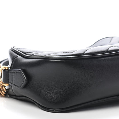 Gucci Calfskin Matelasse Mini GG Marmont Chain Shoulder Bag Black 9 of 10