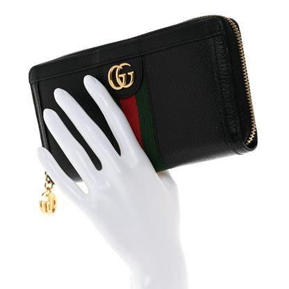 Gucci Calfskin Web Ophidia Zip Around Wallet Black 2 of 7