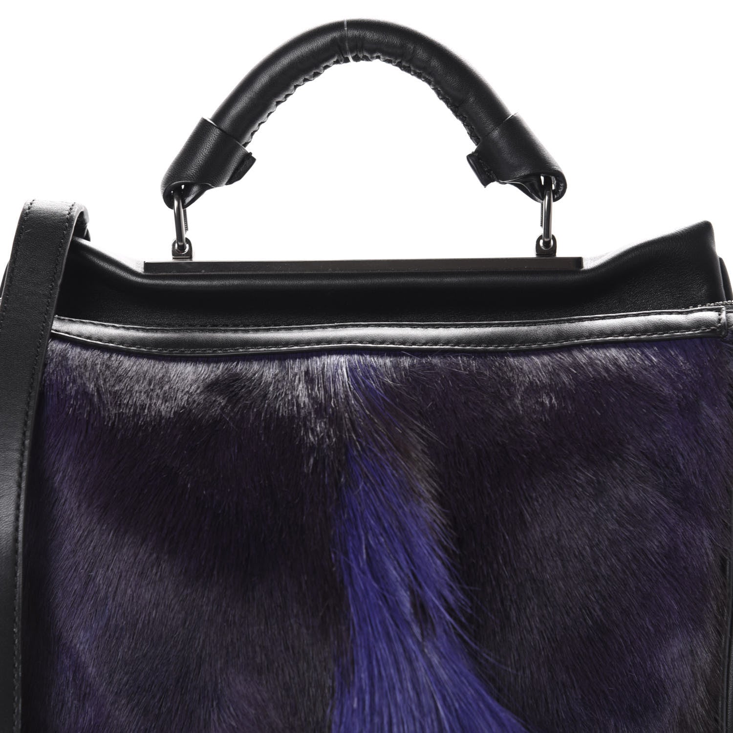 3.1 Phillip Lim 3.1 Goat Fur Calfskin Ryder Satchel Purple Black 9 of 9