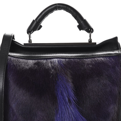3.1 Phillip Lim 3.1 Goat Fur Calfskin Ryder Satchel Purple Black 9 of 9