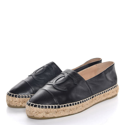 Chanel Lambskin CC Espadrilles 38 Black 3 of 10