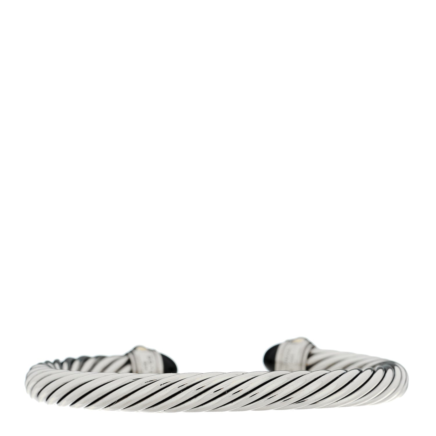 David Yurman Sterling Silver 14K Yellow Gold Black Onyx 7mm Cable Classics Bracelet 2 of 4