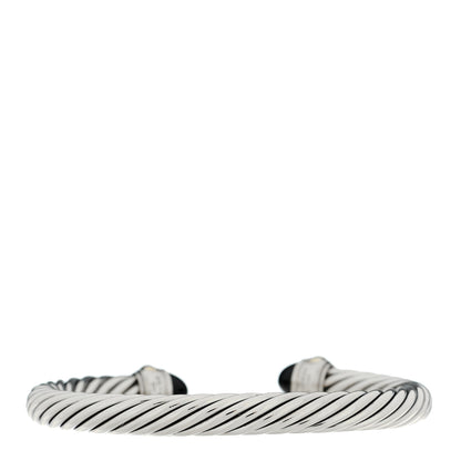 David Yurman Sterling Silver 14K Yellow Gold Black Onyx 7mm Cable Classics Bracelet 2 of 4