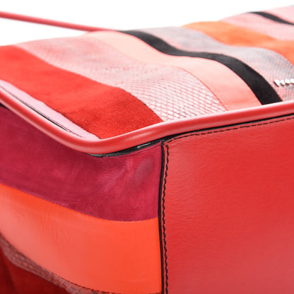 Proenza Schouler Lambskin Lizard Snakeskin Suede Stripe Medium Tote Cuban Red 10 of 10