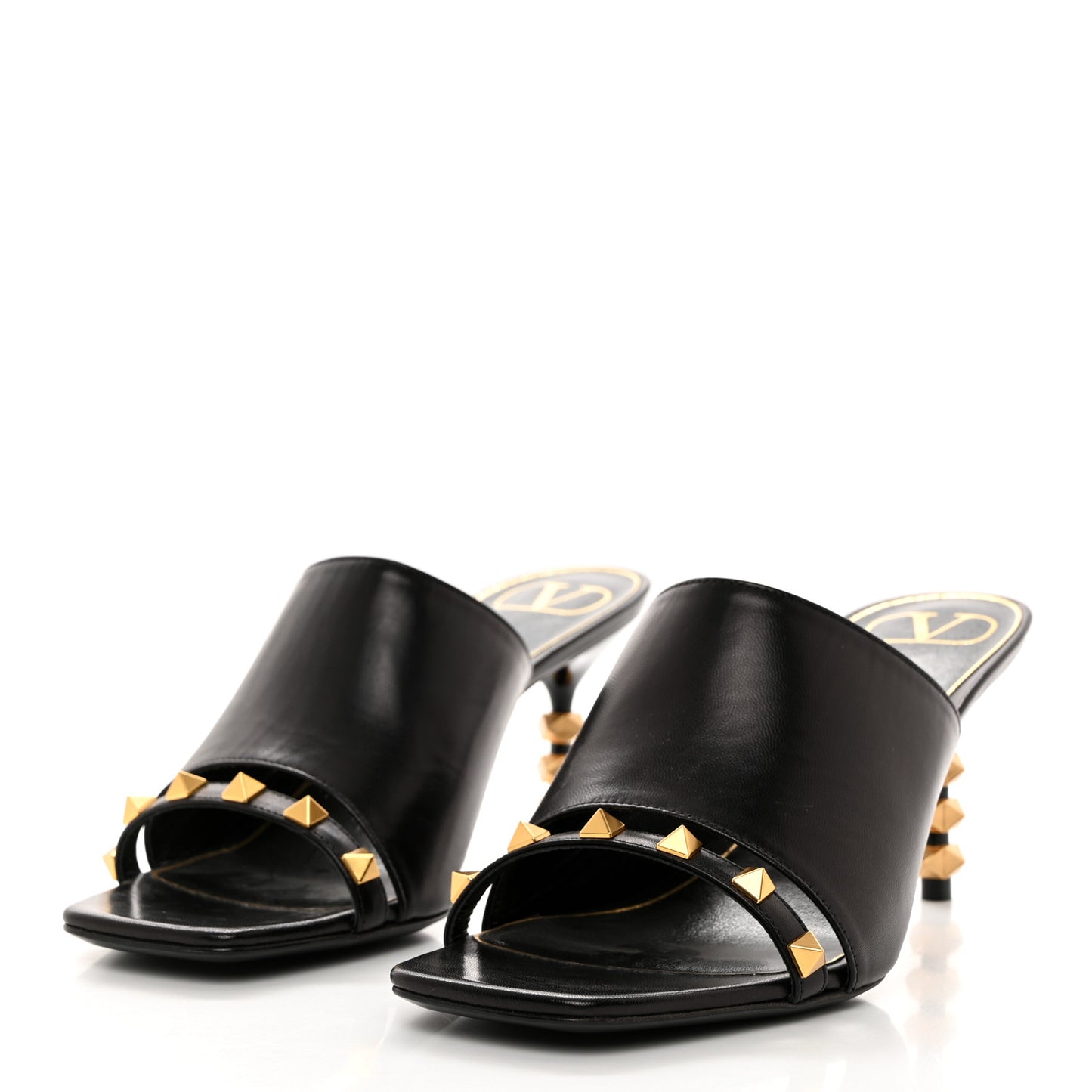 Nappa Rockstud Tower Heel Mules 37 Black