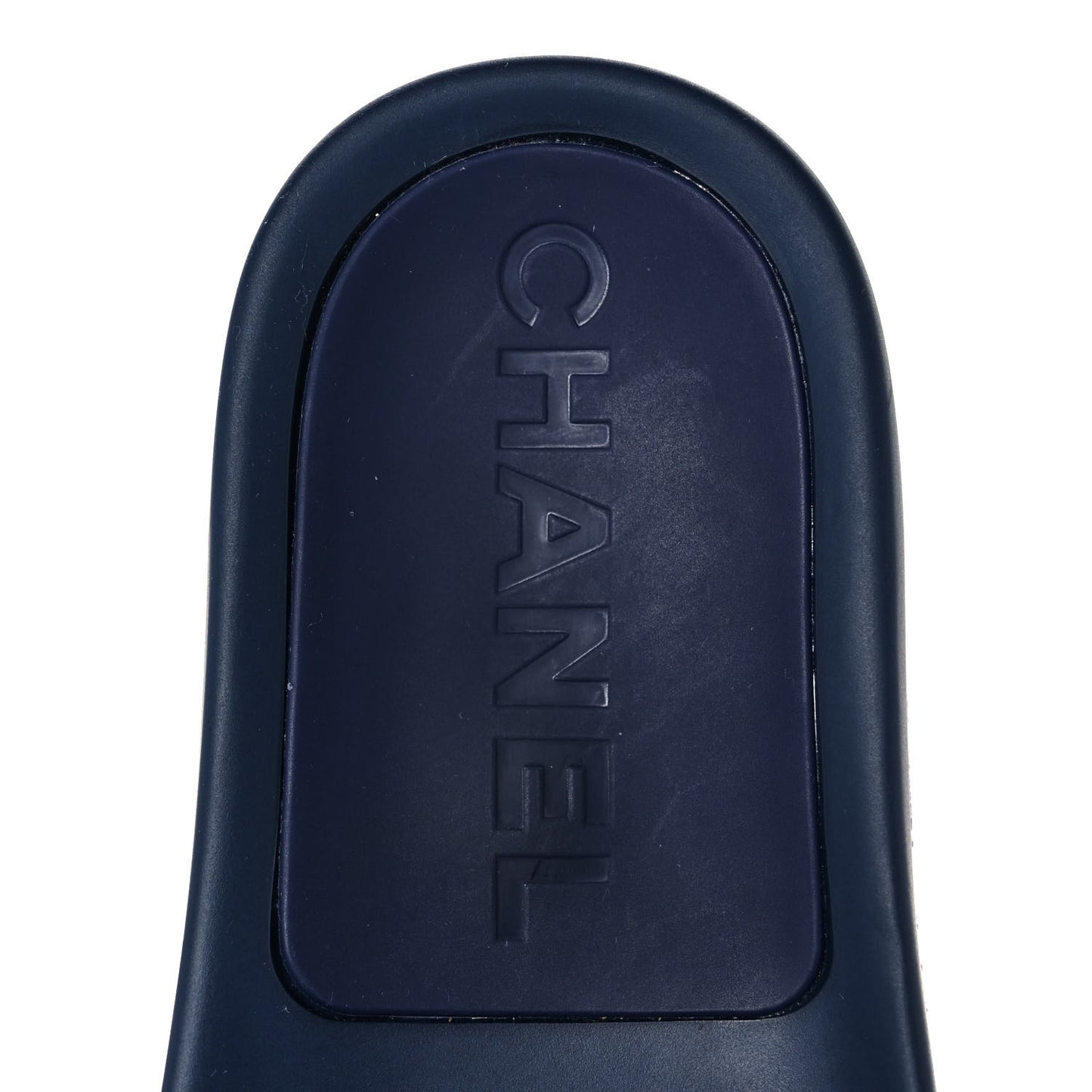 Rubber CC Flat Slide Sandals 36 Navy Gold