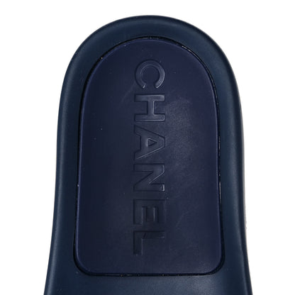 Chanel Rubber CC Flat Slide Sandals 36 Navy Gold 7 of 9