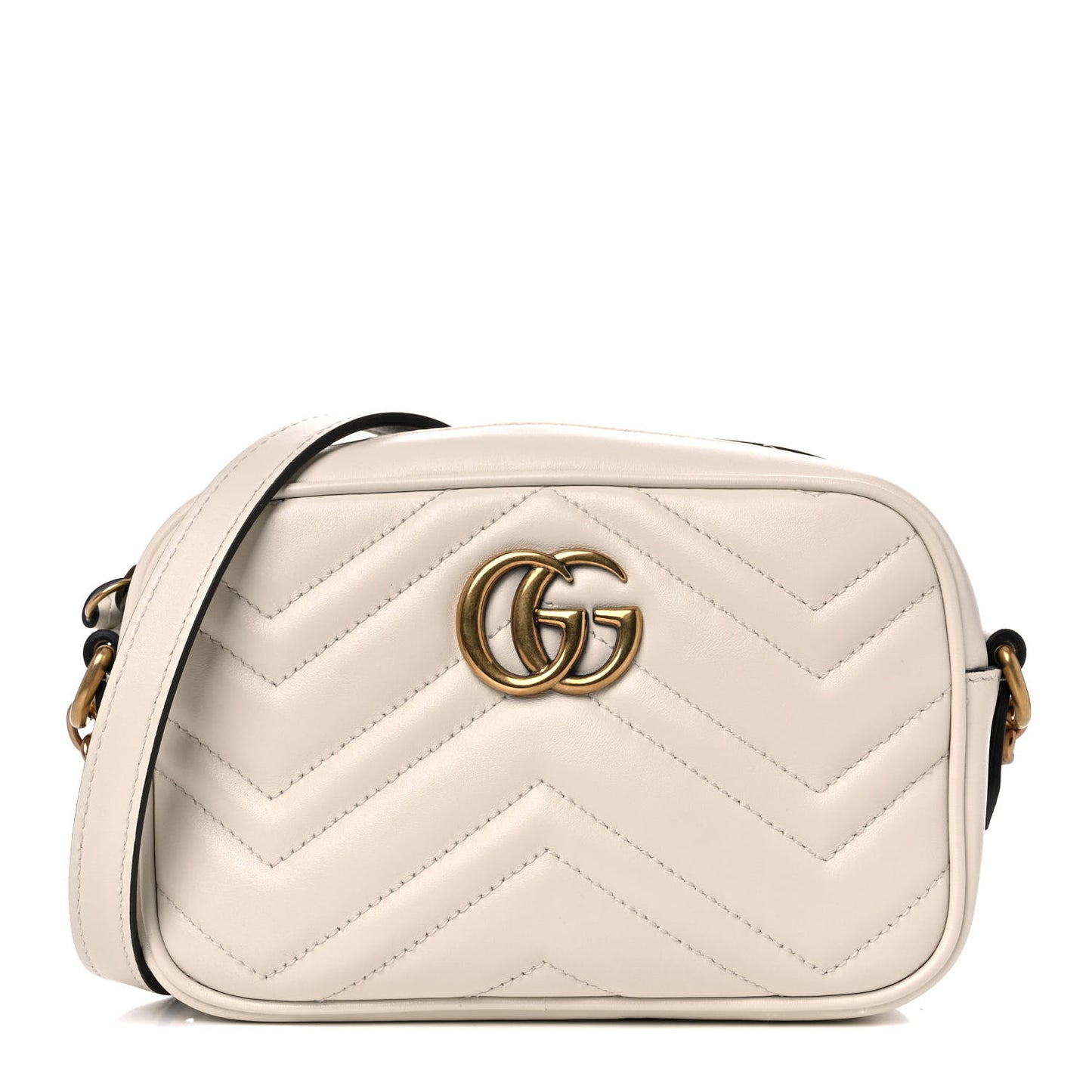 Calfskin Matelasse Mini GG Marmont Chain Shoulder Bag White
