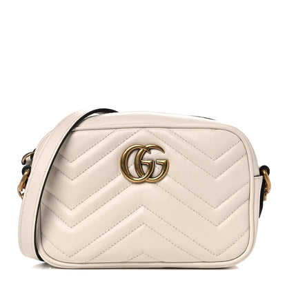 Gucci Calfskin Matelasse Mini GG Marmont Chain Shoulder Bag White 1 of 11