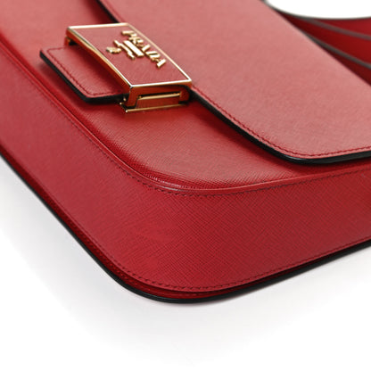 Prada Saffiano Lux Embleme Flap Shoulder Bag Fuoco 11 of 12
