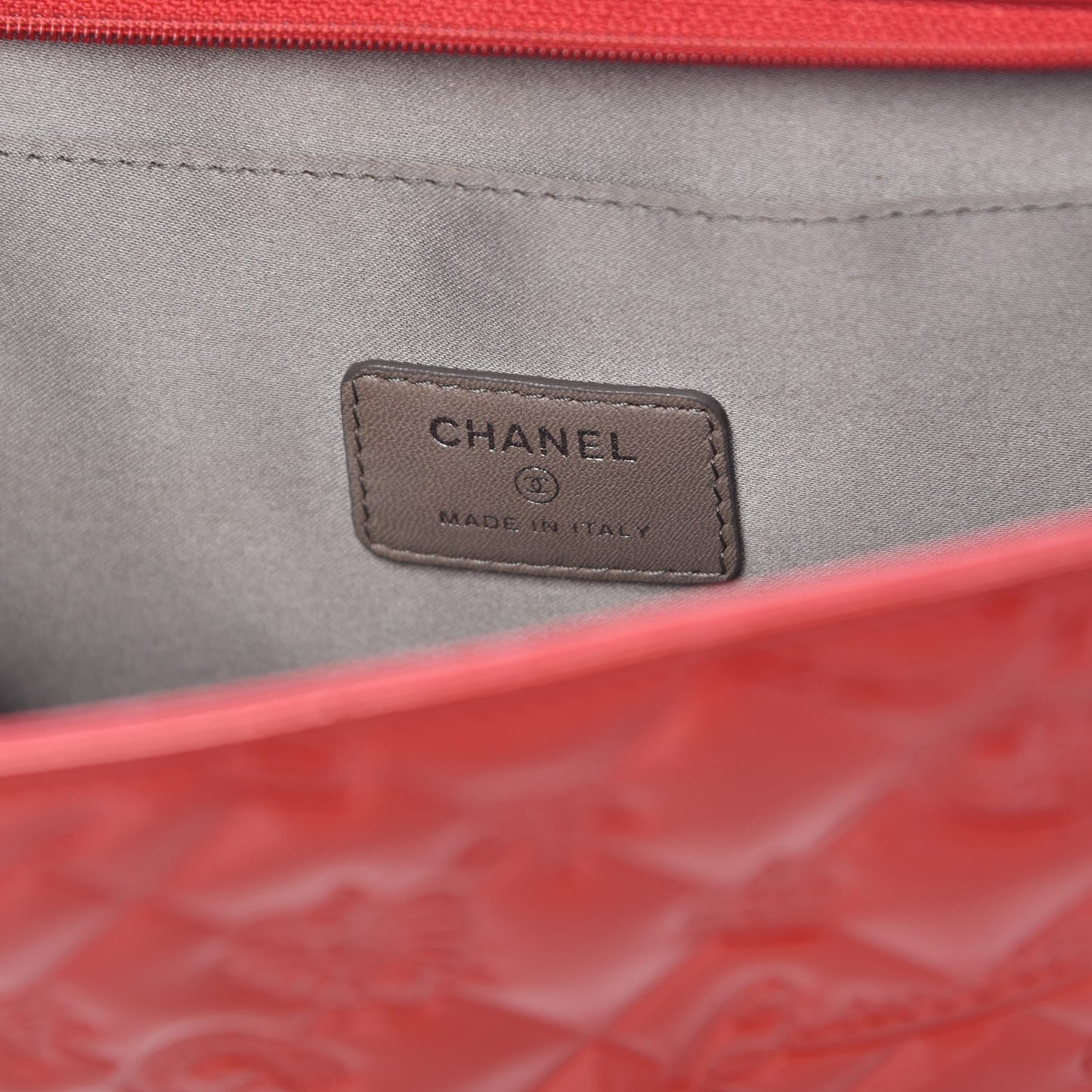Patent Calfskin Lucky Symbols Pochette Red