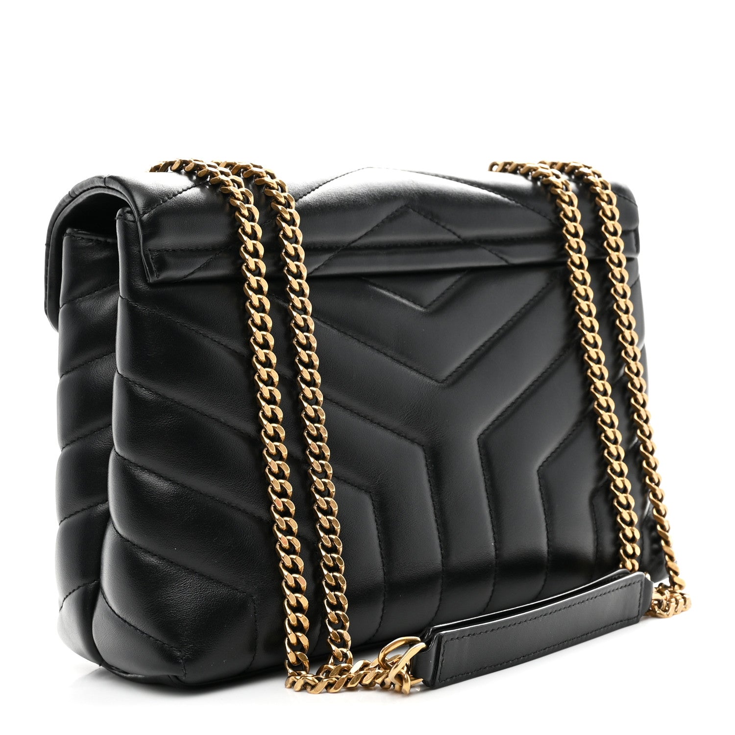 Saint Laurent Calfskin Y Quilted Monogram Small Loulou Chain Satchel Black 3 of 10