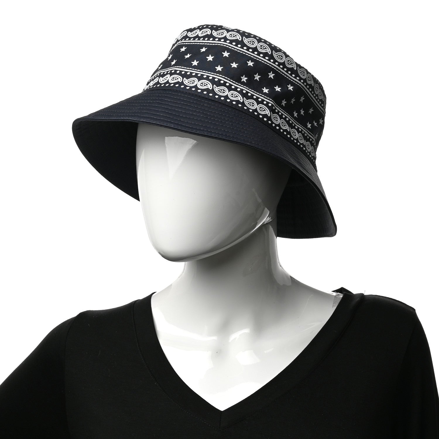 Hermes Technical Gabardine Balade Bandana Bucket Hat 57 Marine 2 of 9