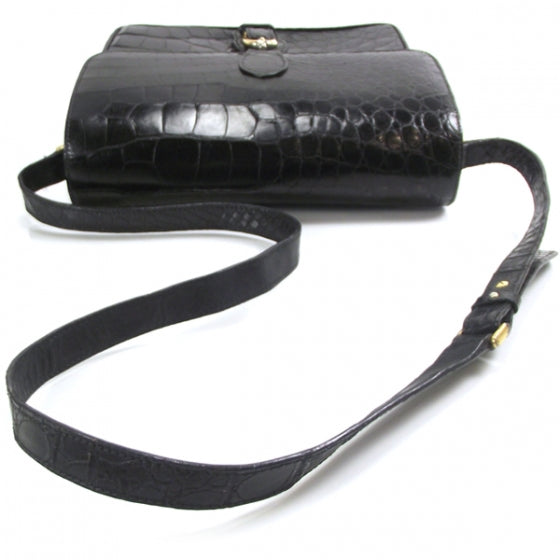 Vintage Crocodile Shoulder Bag Black
