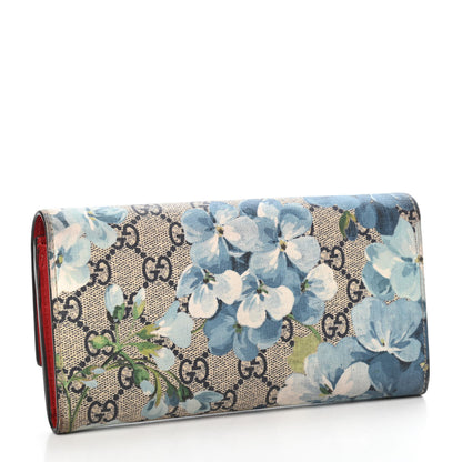 Gucci GG Supreme Monogram Blooms Continental Wallet Blue 3 of 10