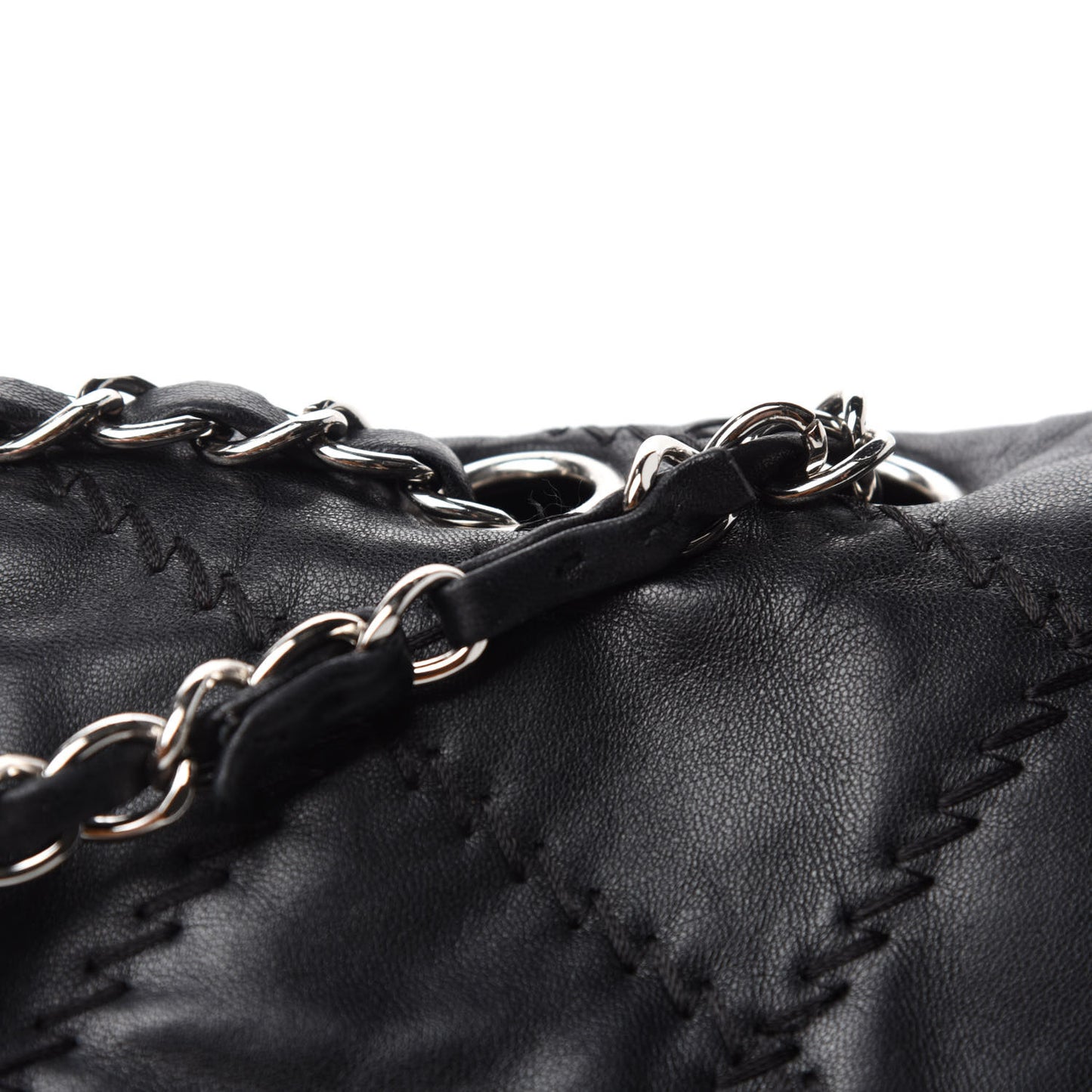 Lambskin Ultimate Stitch Maxi Flap Black