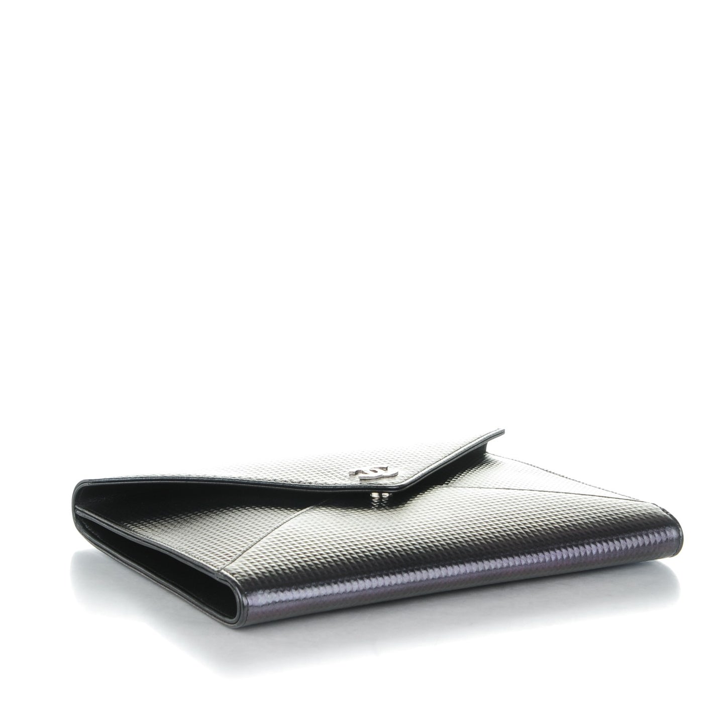 Metallic Lambskin Small Clutch Black