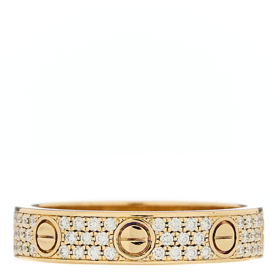 Cartier 18K Yellow Gold Diamond 4mm LOVE Wedding Paved Band Ring 51 5.75 3 of 4