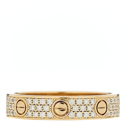Cartier 18K Yellow Gold Diamond 4mm LOVE Wedding Paved Band Ring 51 5.75 3 of 4