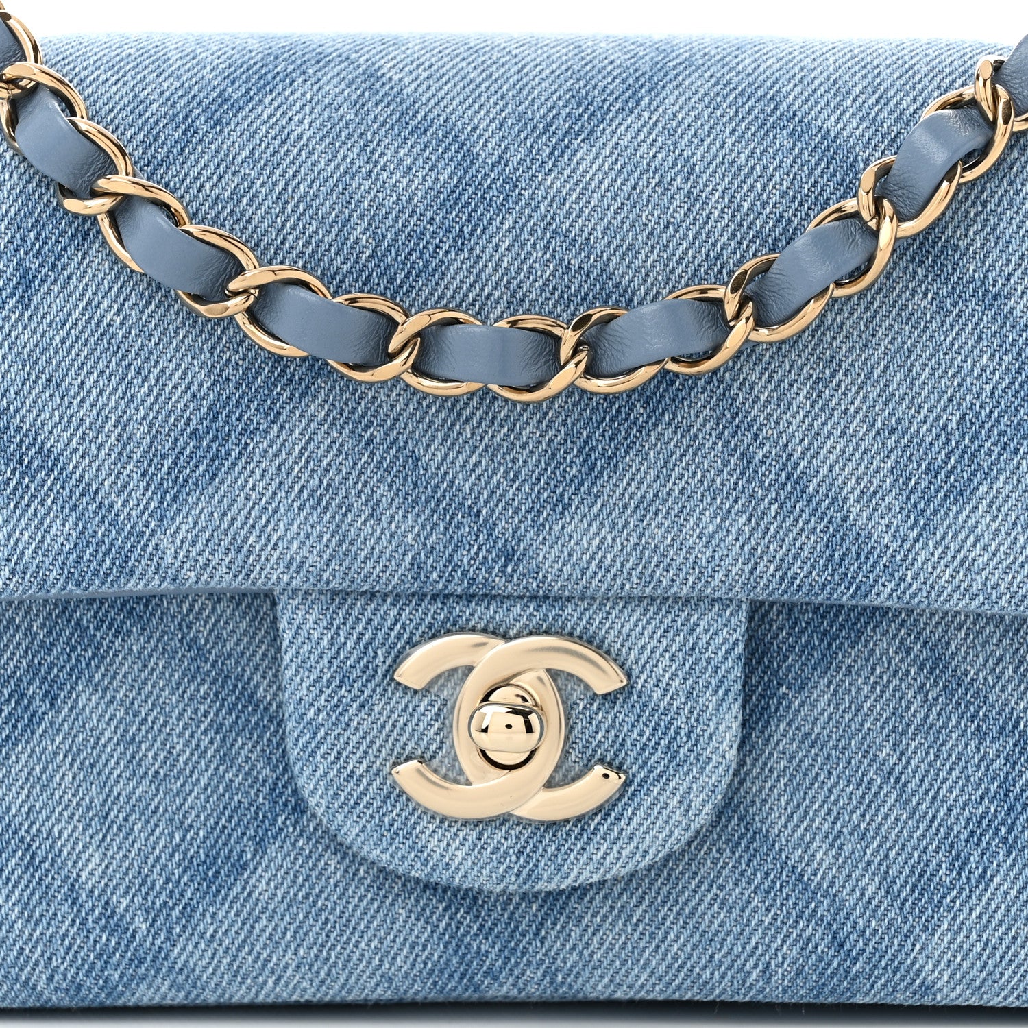 Chanel Printed Denim Quilted Mini Rectangular Flap Light Blue 8 of 11