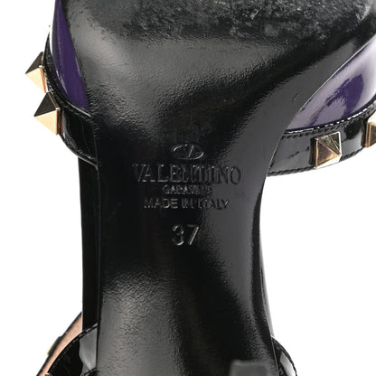Valentino Garavani Patent Rockstud Ankle Strap 65mm Pumps 37 Purple Black 6 of 10
