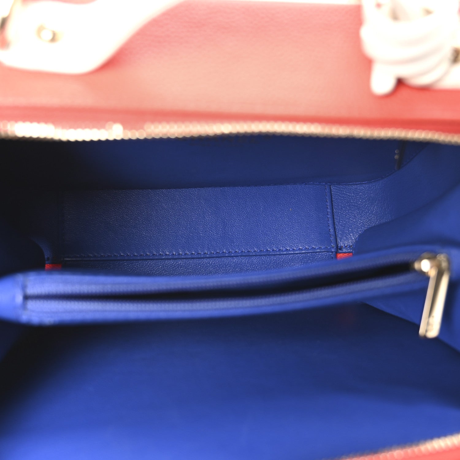 Chanel Caviar Quilted Medium CC Filigree Vanity Case Blue White Red 5 of 9