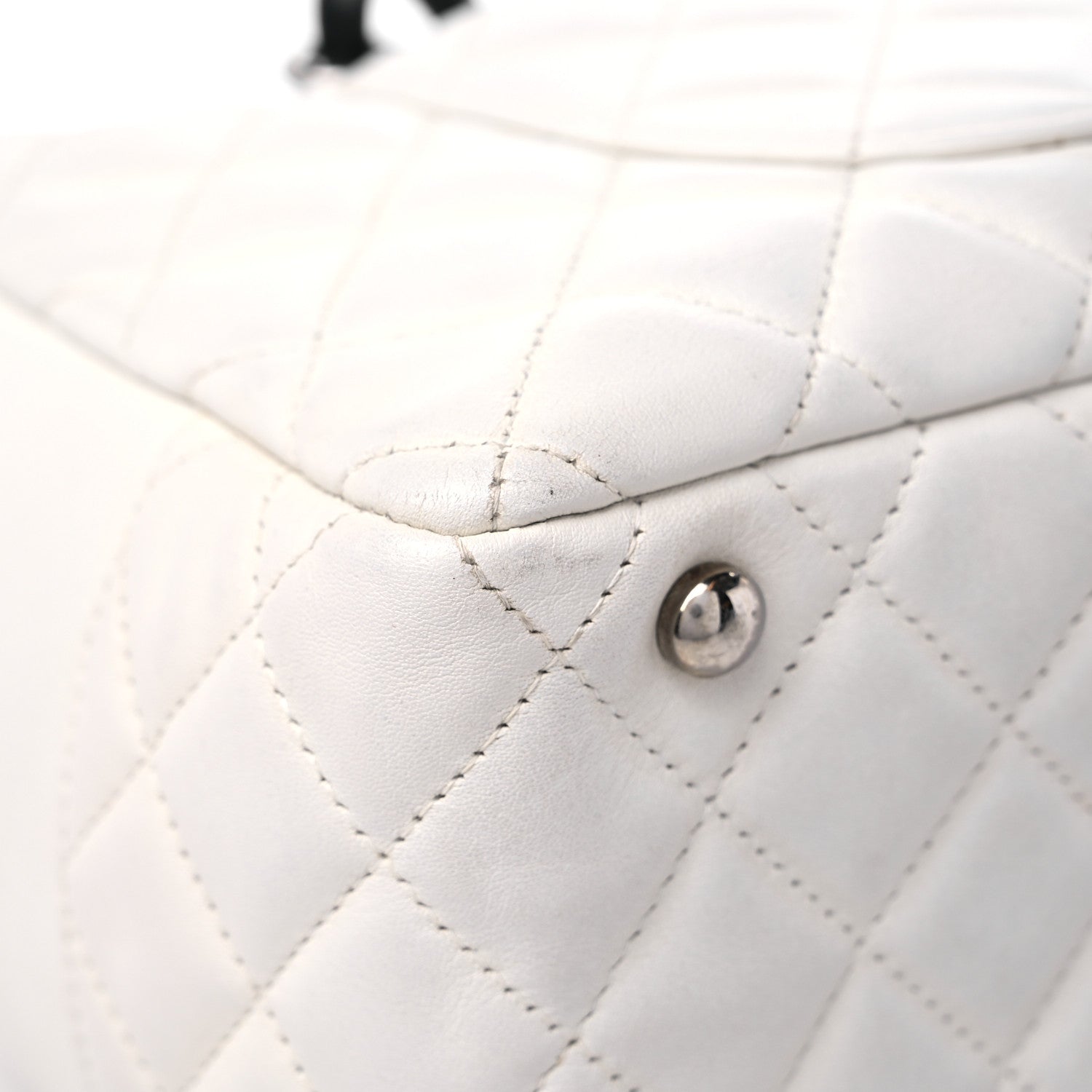 Chanel Calfskin Quilted Large Cambon Bowler White Black 10 of 18